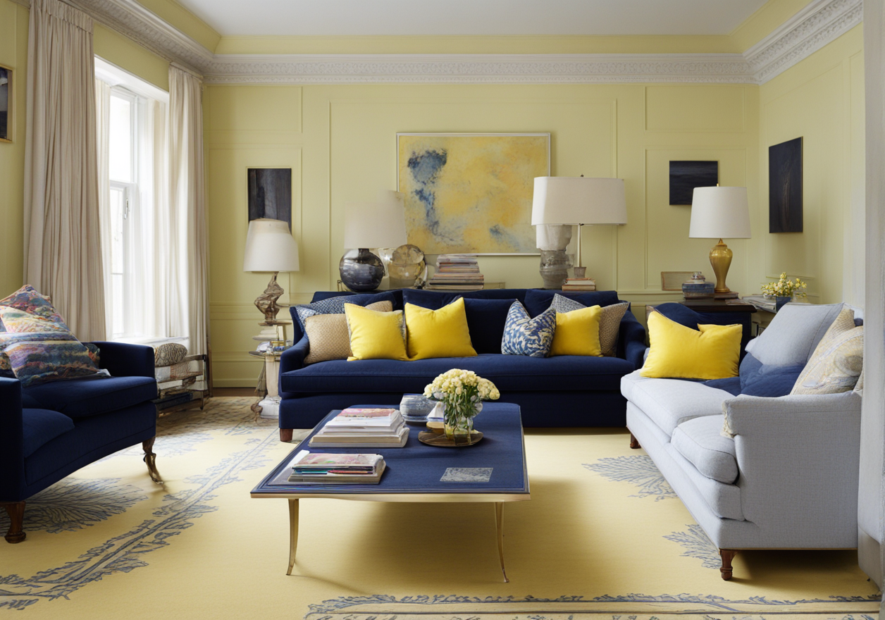 What Color Carpet Goes with Navy Sofa