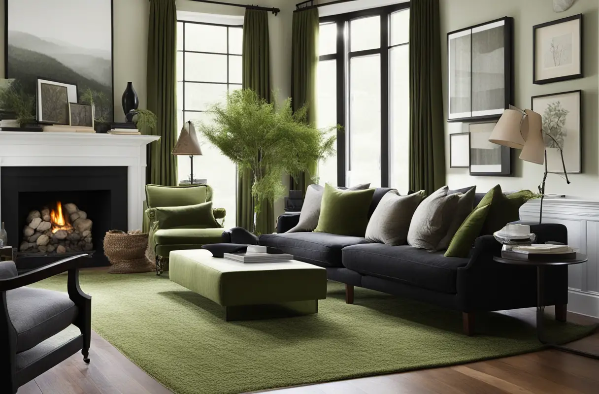 Green Carpet Color Ideas that Go with Black Trim