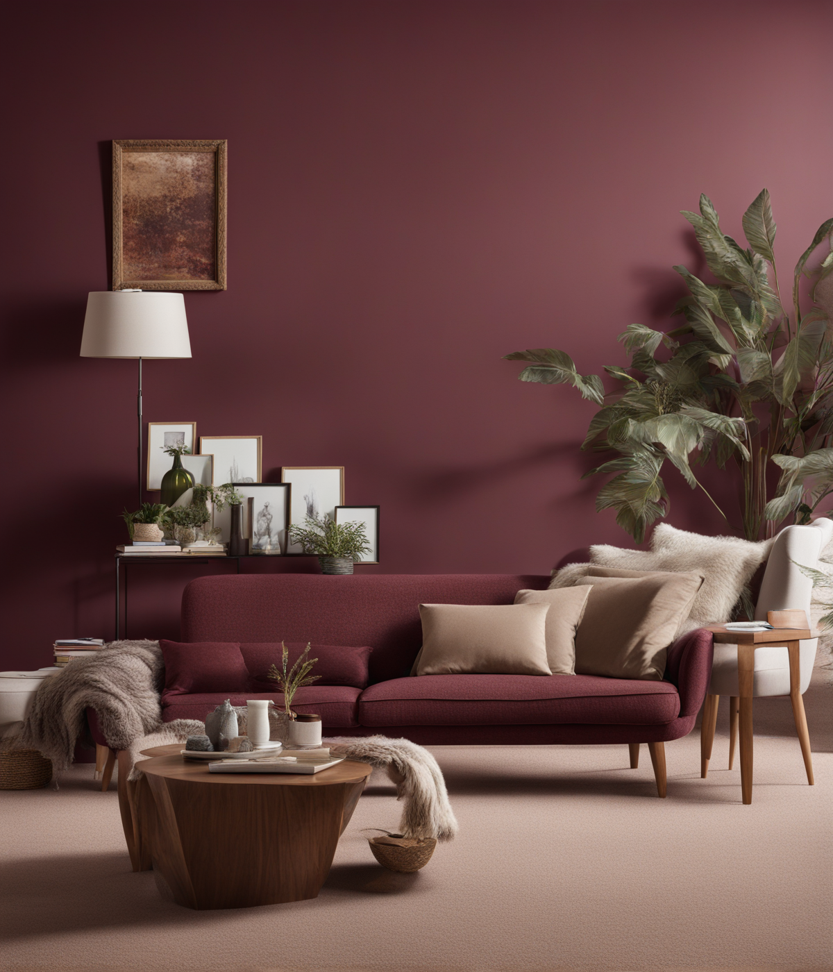 what color carpet goes with burgundy walls
