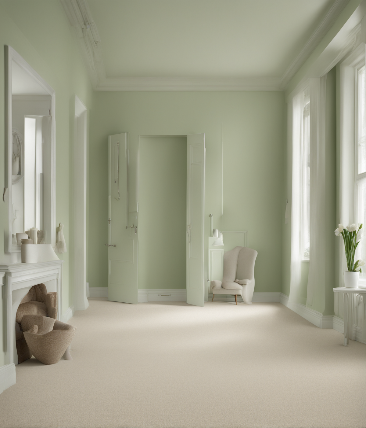 What Color Carpet Goes With Pale Green Walls?