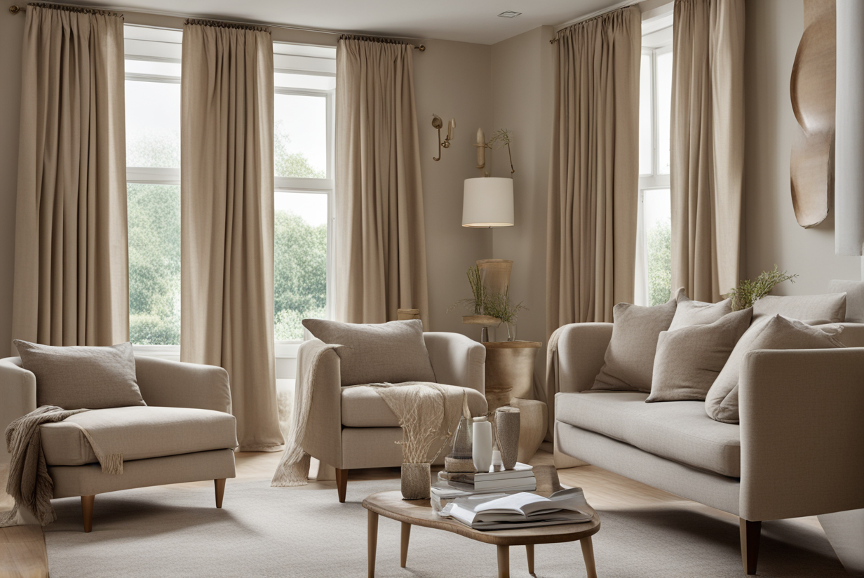 what color goes with taupe curtains