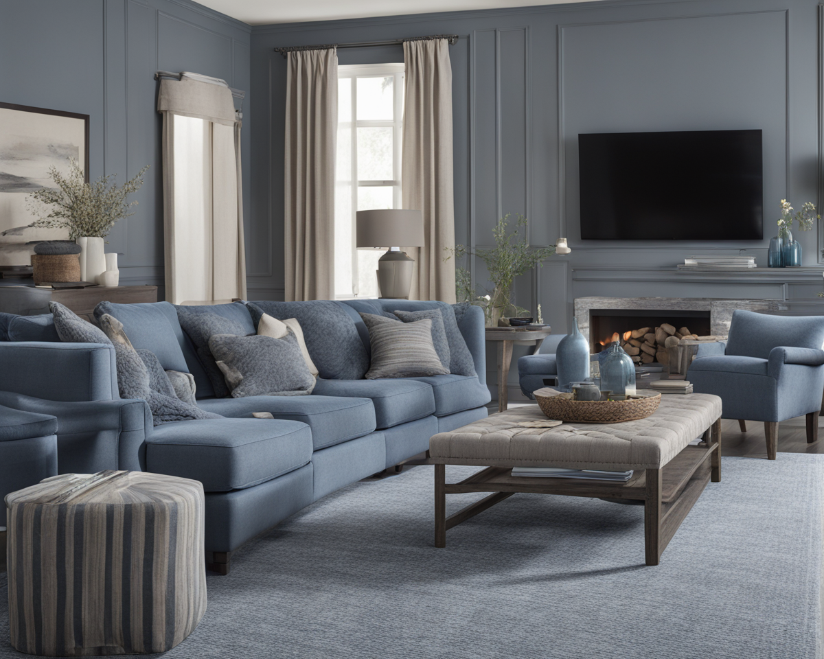 what color furniture goes with gray walls and gray carpet