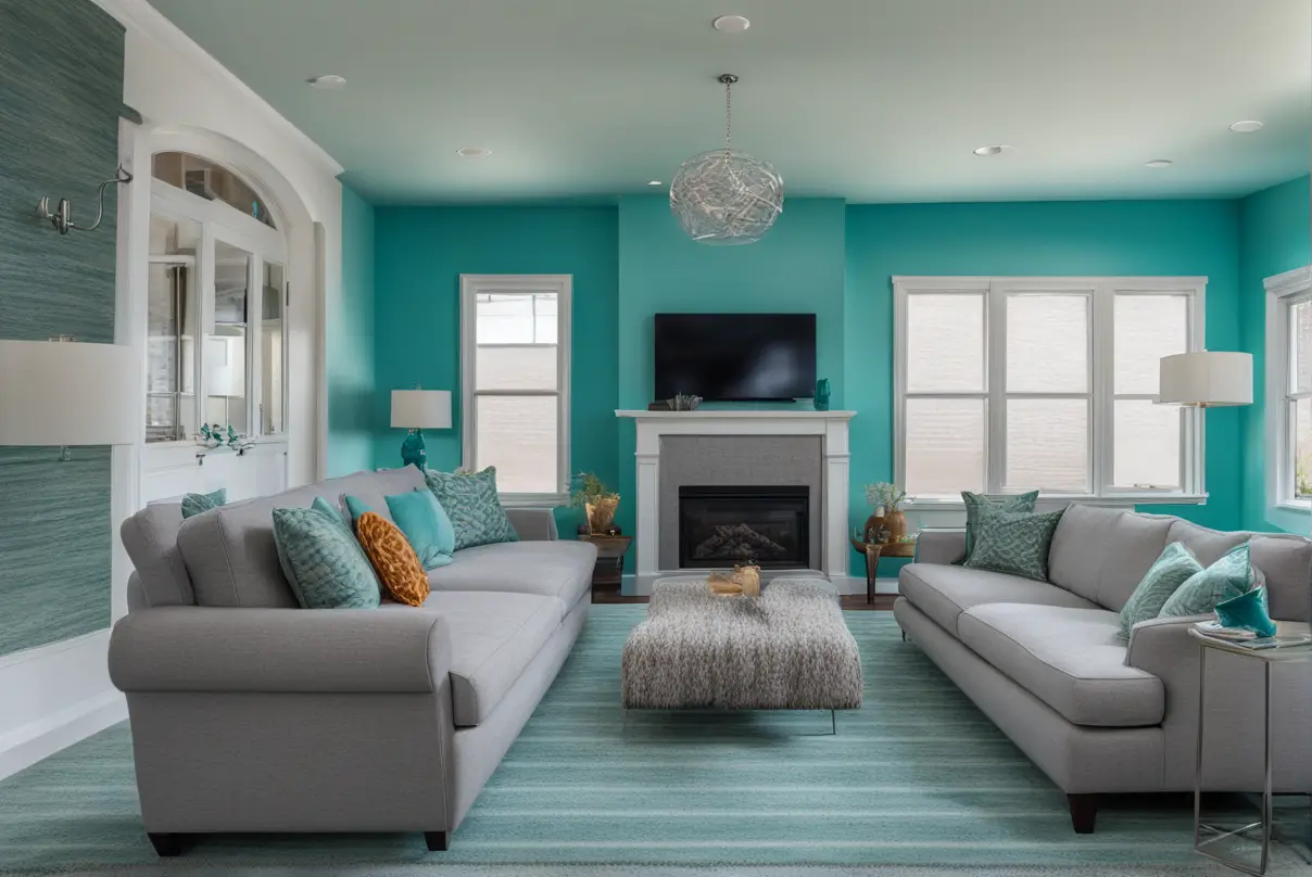what color carpet goes with turquoise walls