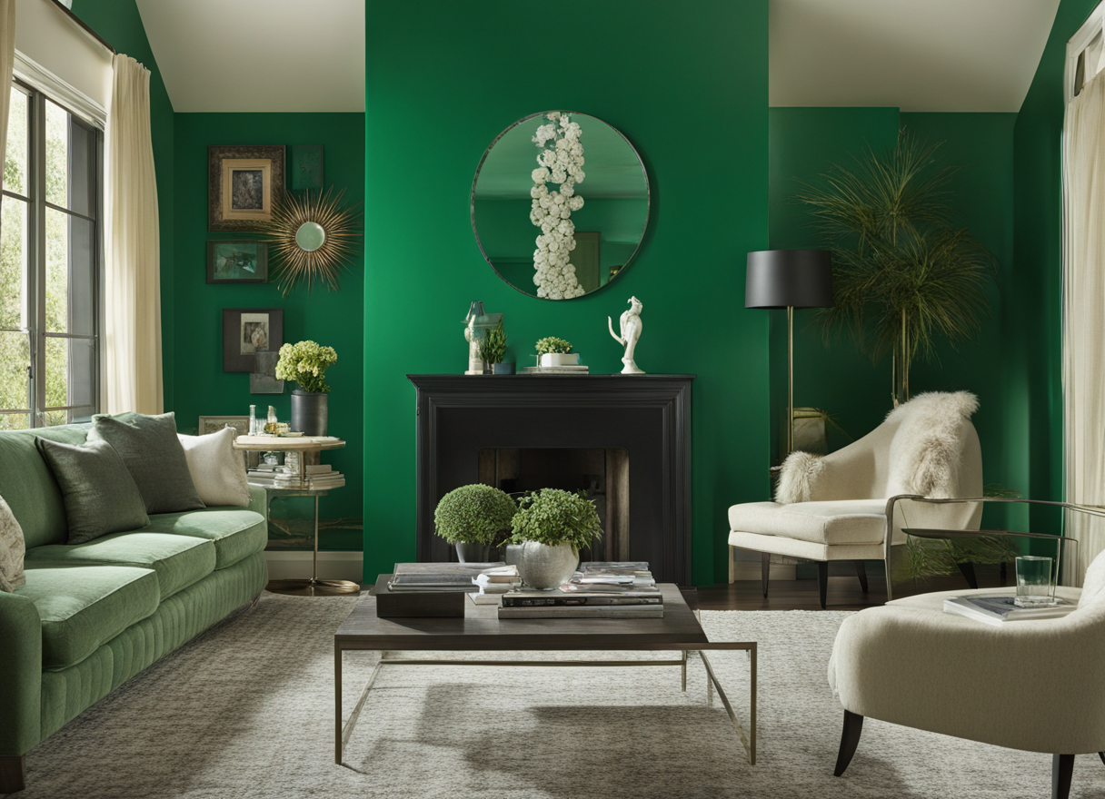 what color carpet goes with emerald green walls