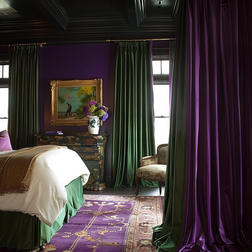 curtains with dark purple walls