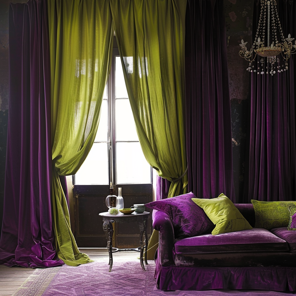 curtains with dark purple walls