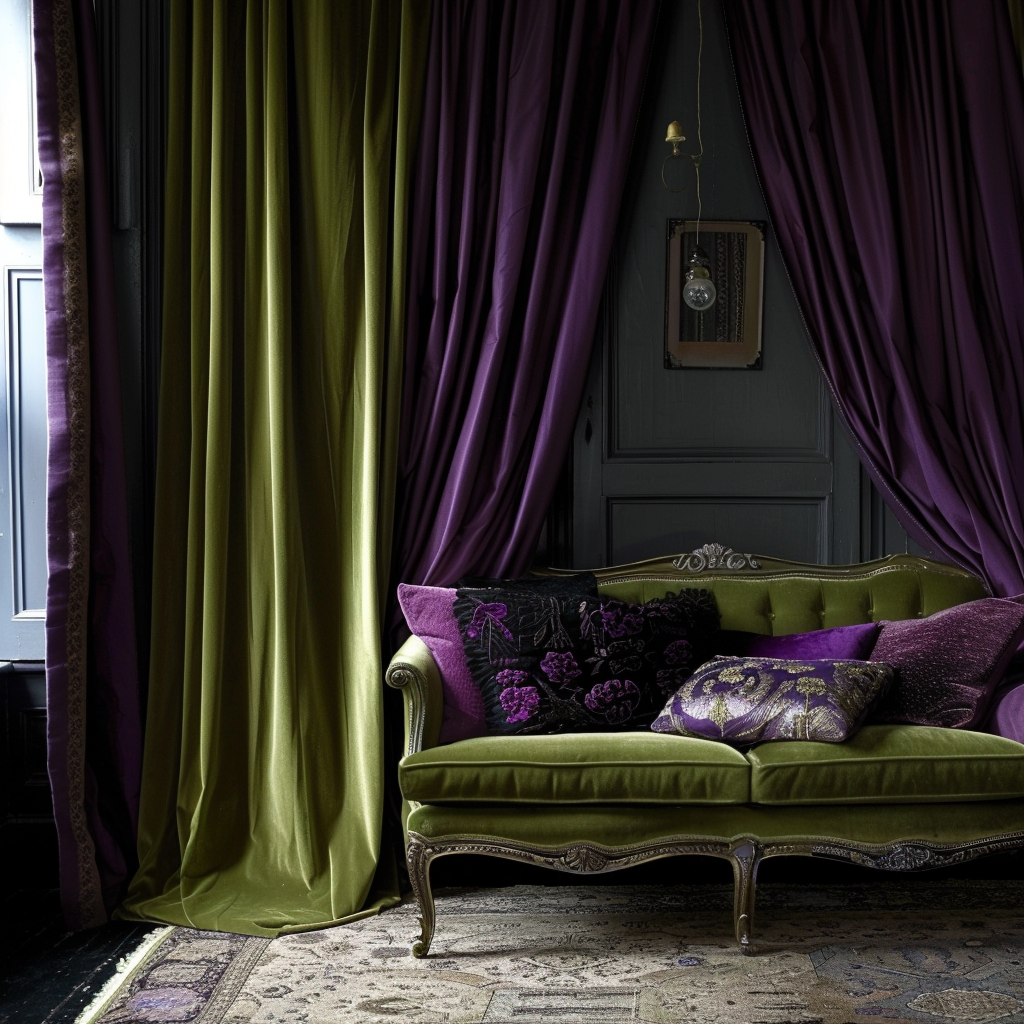 curtains with dark purple walls