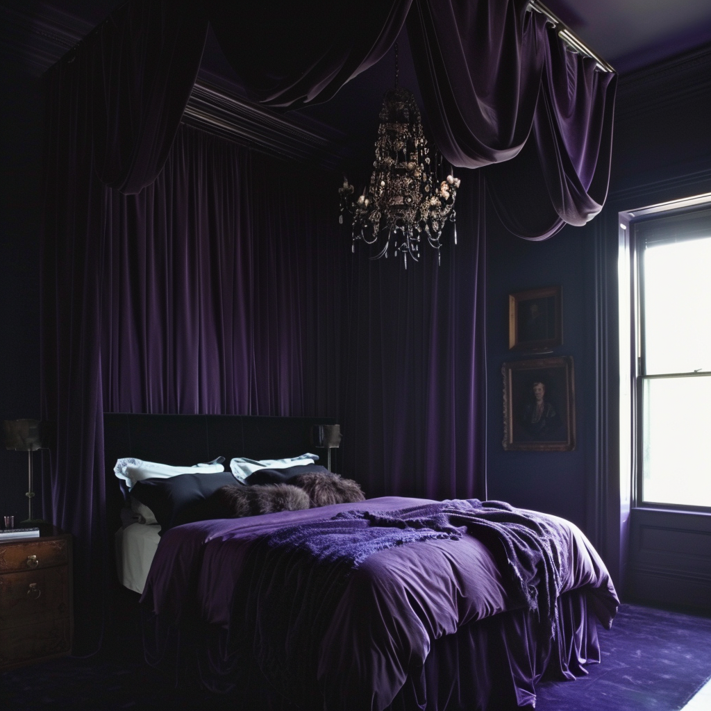 curtains with dark purple walls