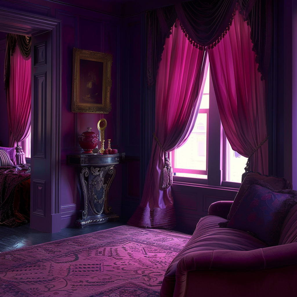 curtains with dark purple walls