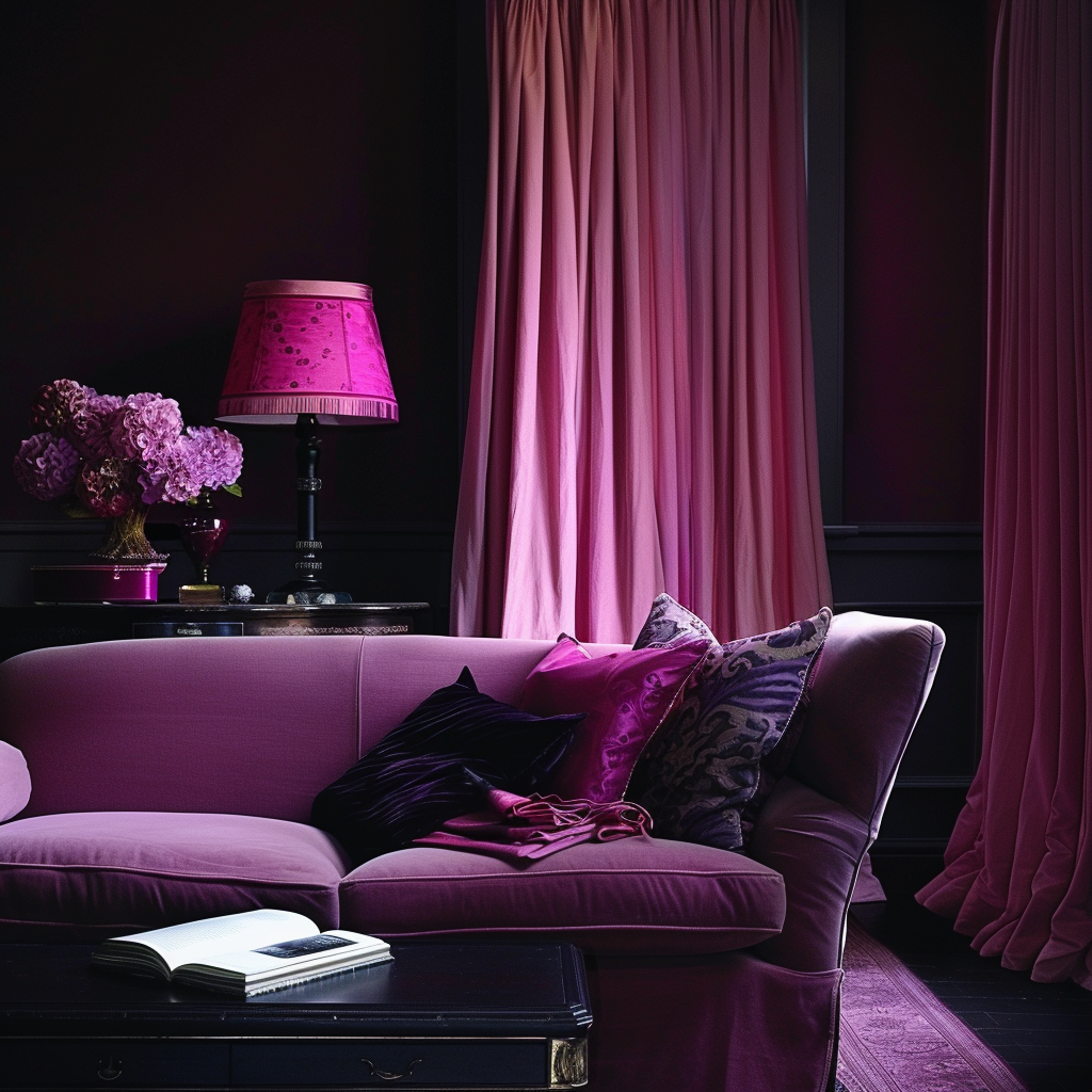 curtains with dark purple walls