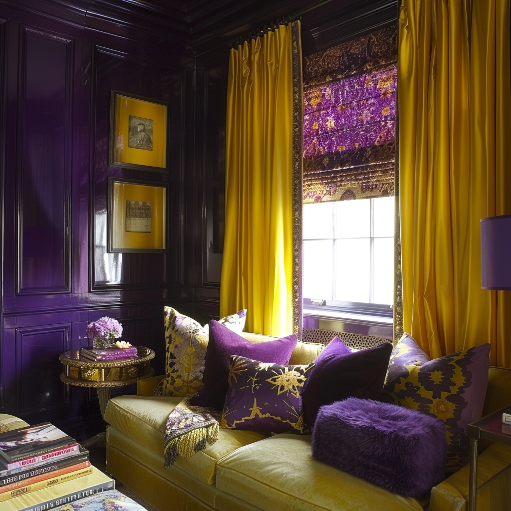 curtains with dark purple walls