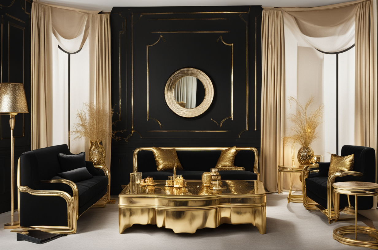 what color furniture goes with black walls