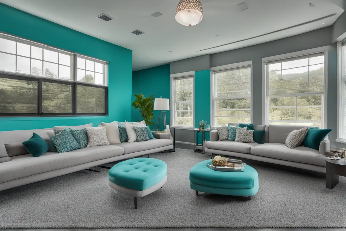 what color carpet goes with turquoise walls