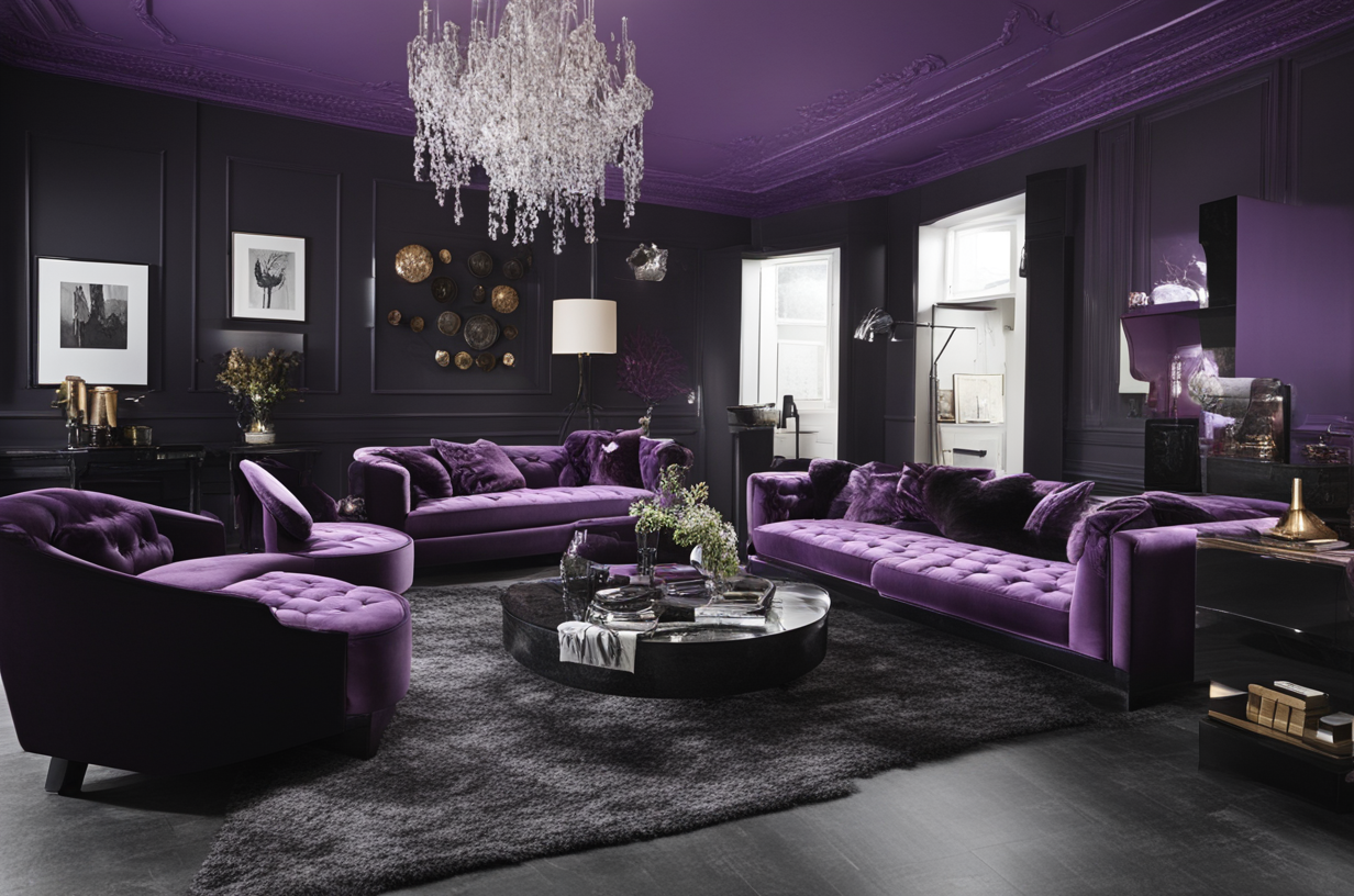what color furniture goes with black walls