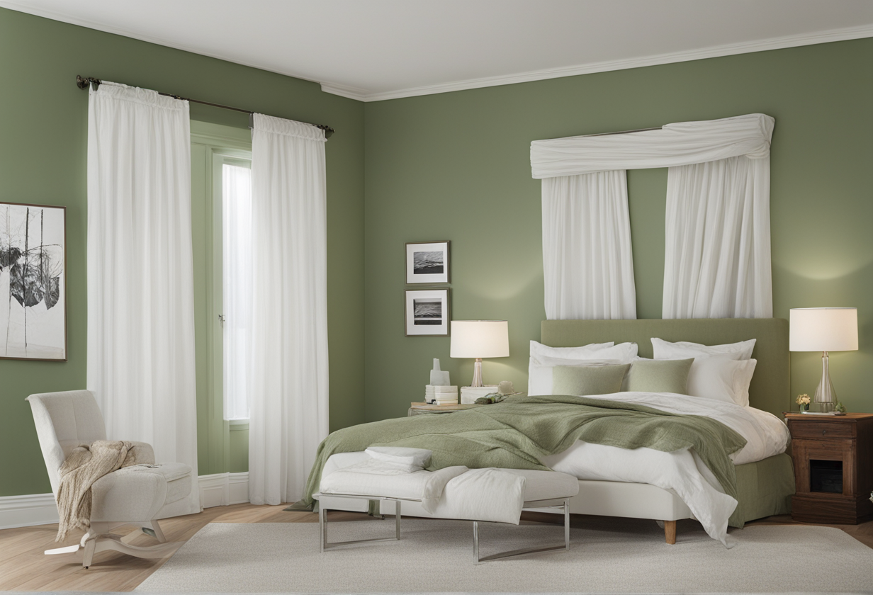 what color curtains for sage green walls