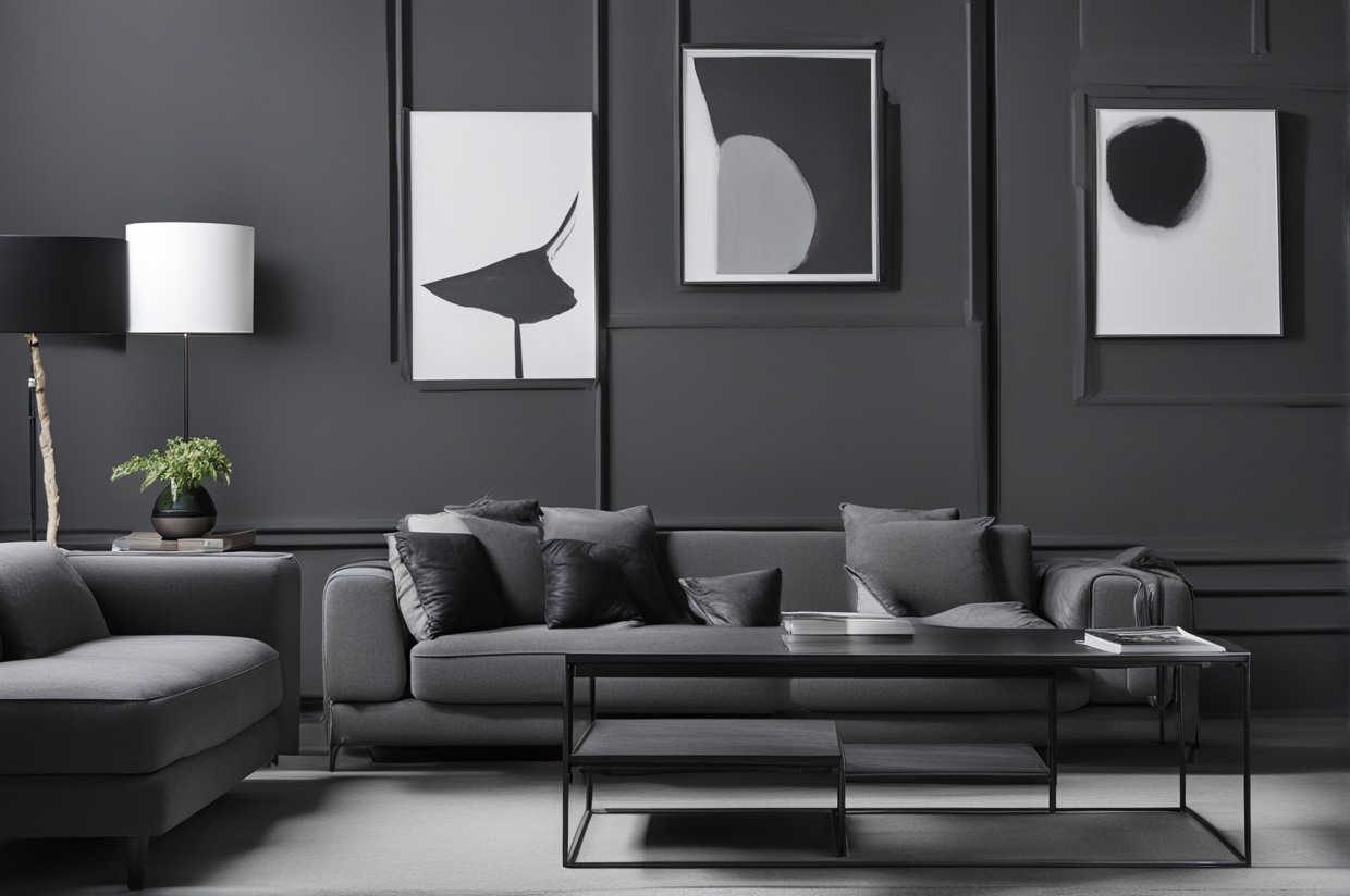 what color furniture goes with black walls