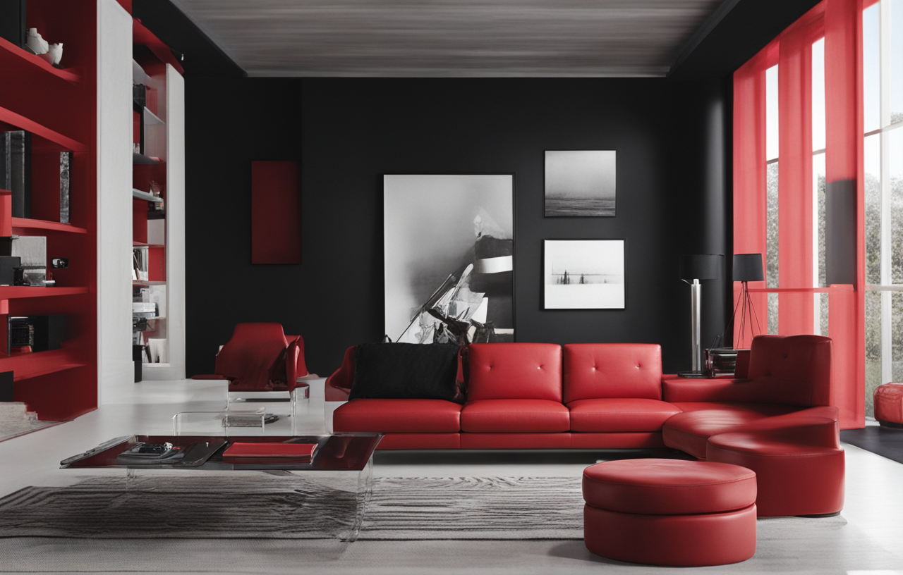 what color furniture goes with black walls