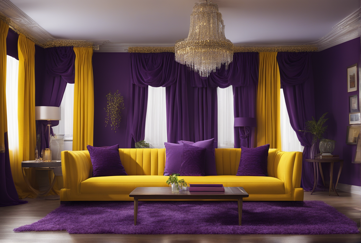 what color curtains go with dark purple walls