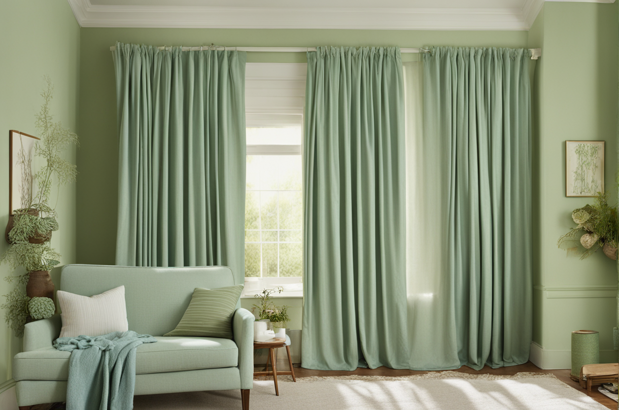what color curtains for sage green walls