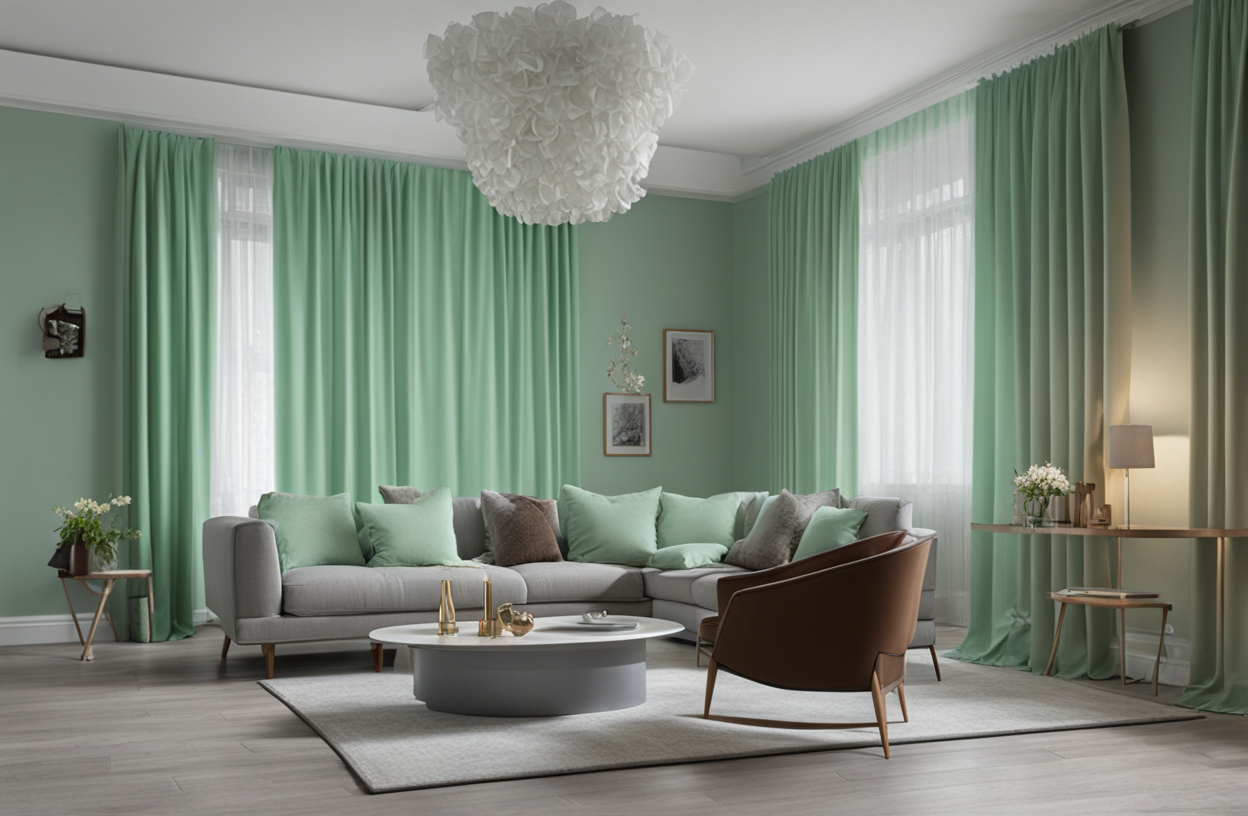 what color curtains go with gray walls and brown furniture
