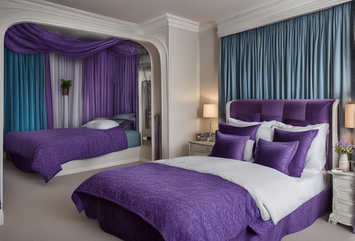 what color curtains go with purple bedding