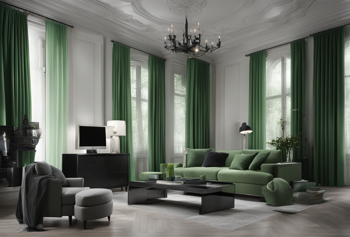 what color curtains go with gray walls and black furniture