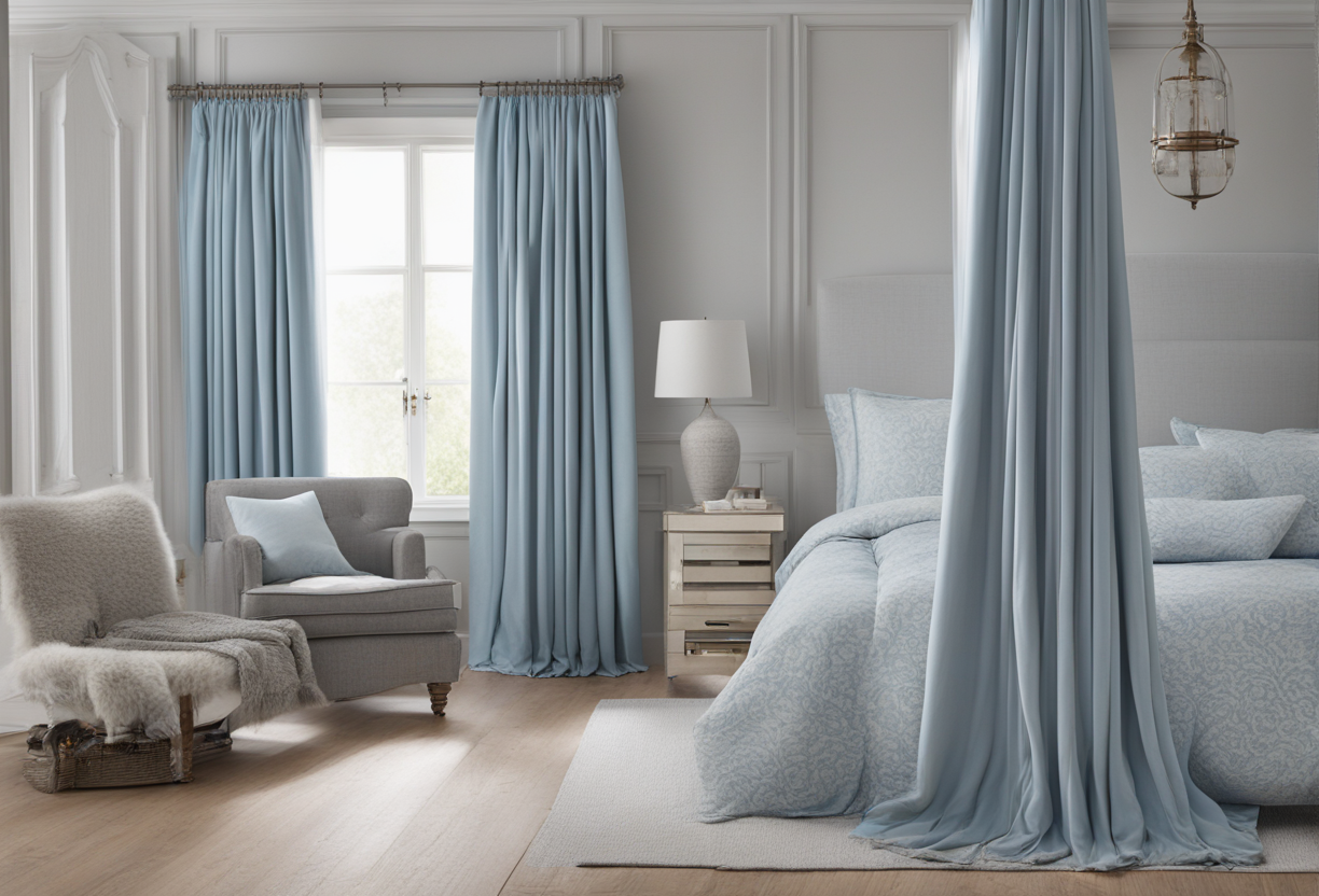 what color curtains go with gray comforter
