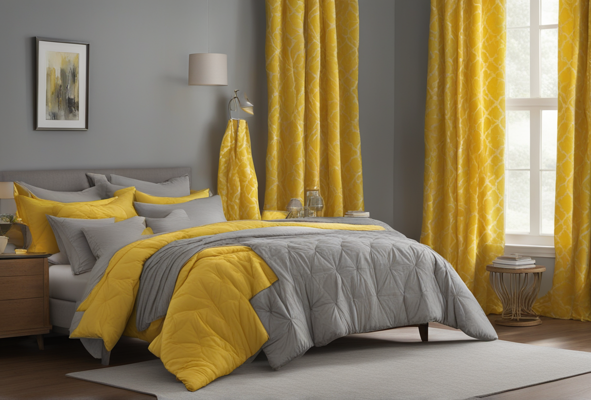 what color curtains go with gray comforter