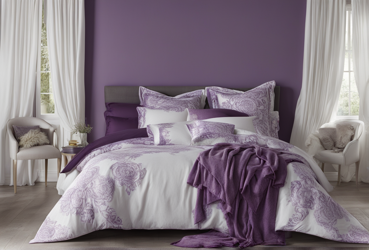 what color curtains go with purple bedding