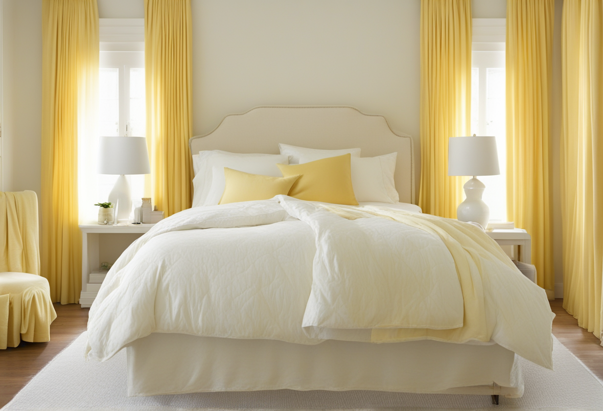 what color curtains go with white comforter