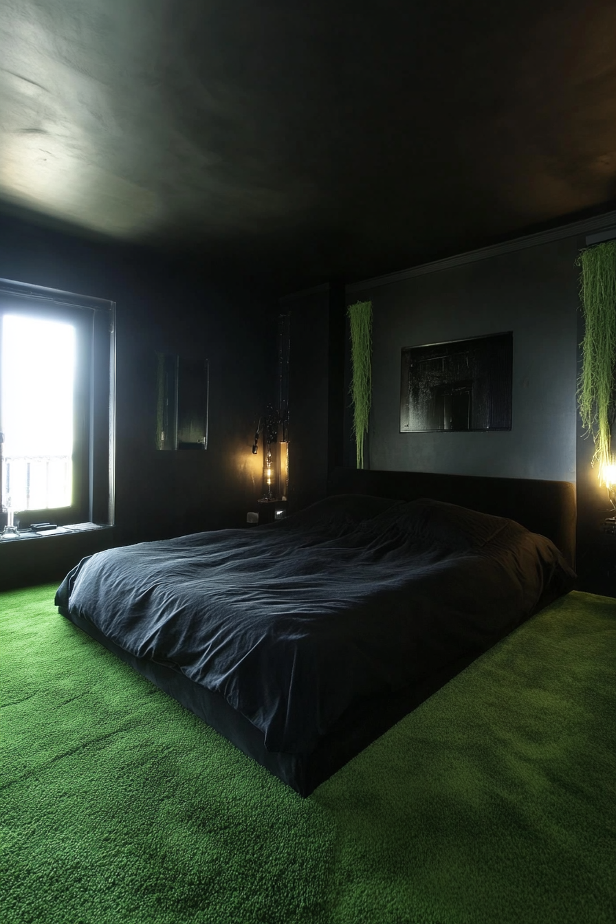 black-and-dark-green-bedrooms