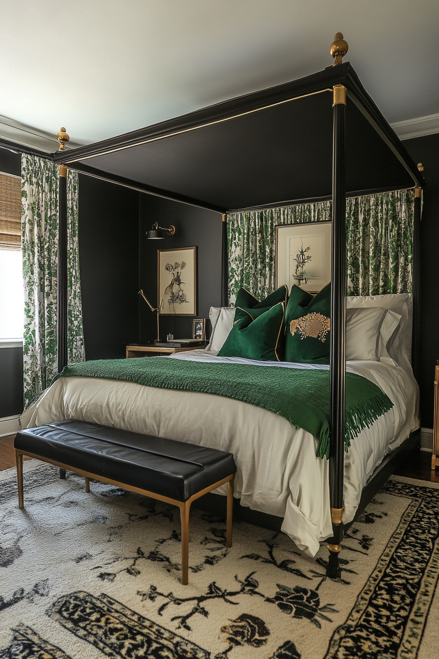 black-and-dark-green-bedrooms