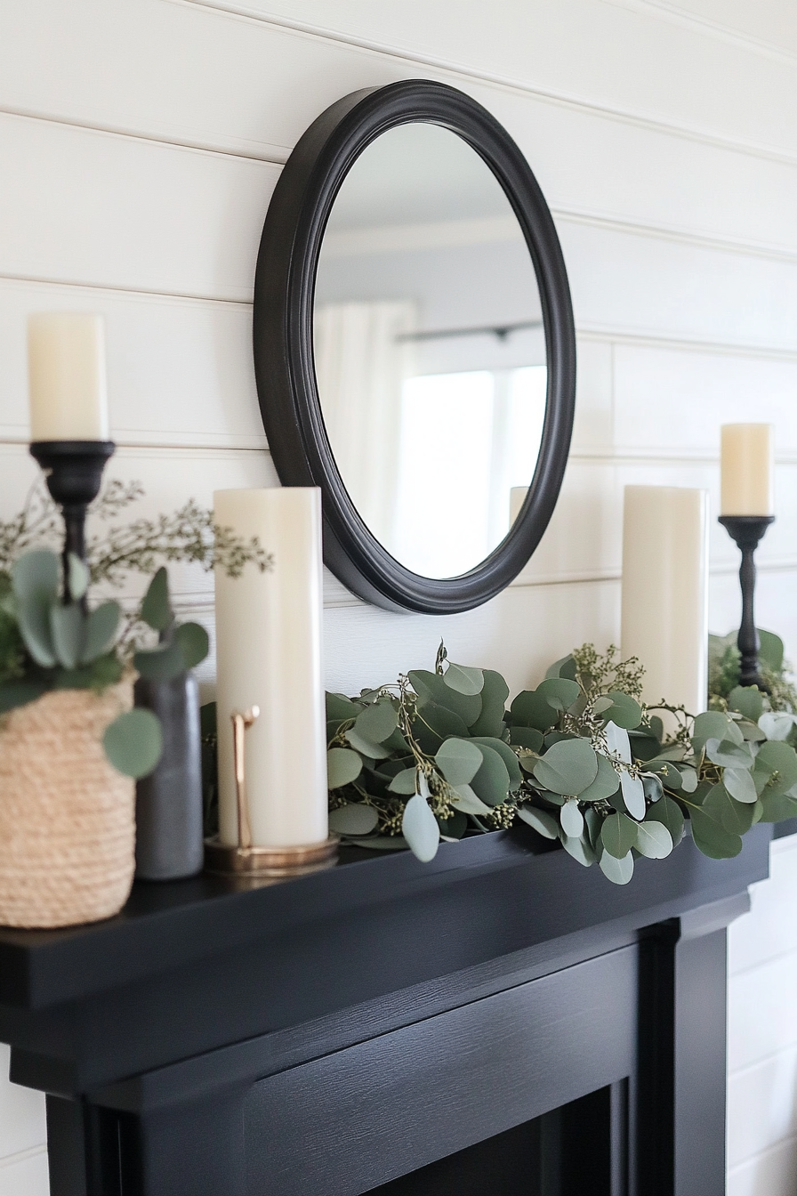 black fireplace mantel 