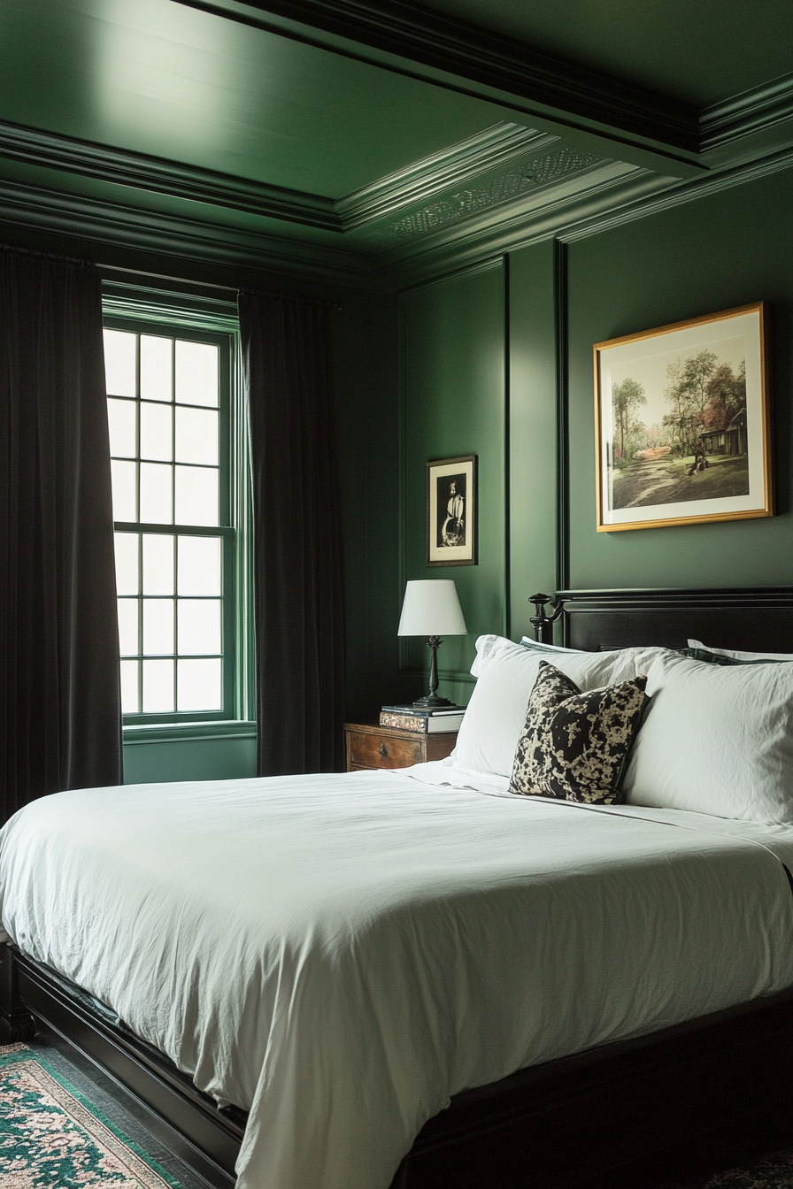black-and-dark-green-bedrooms