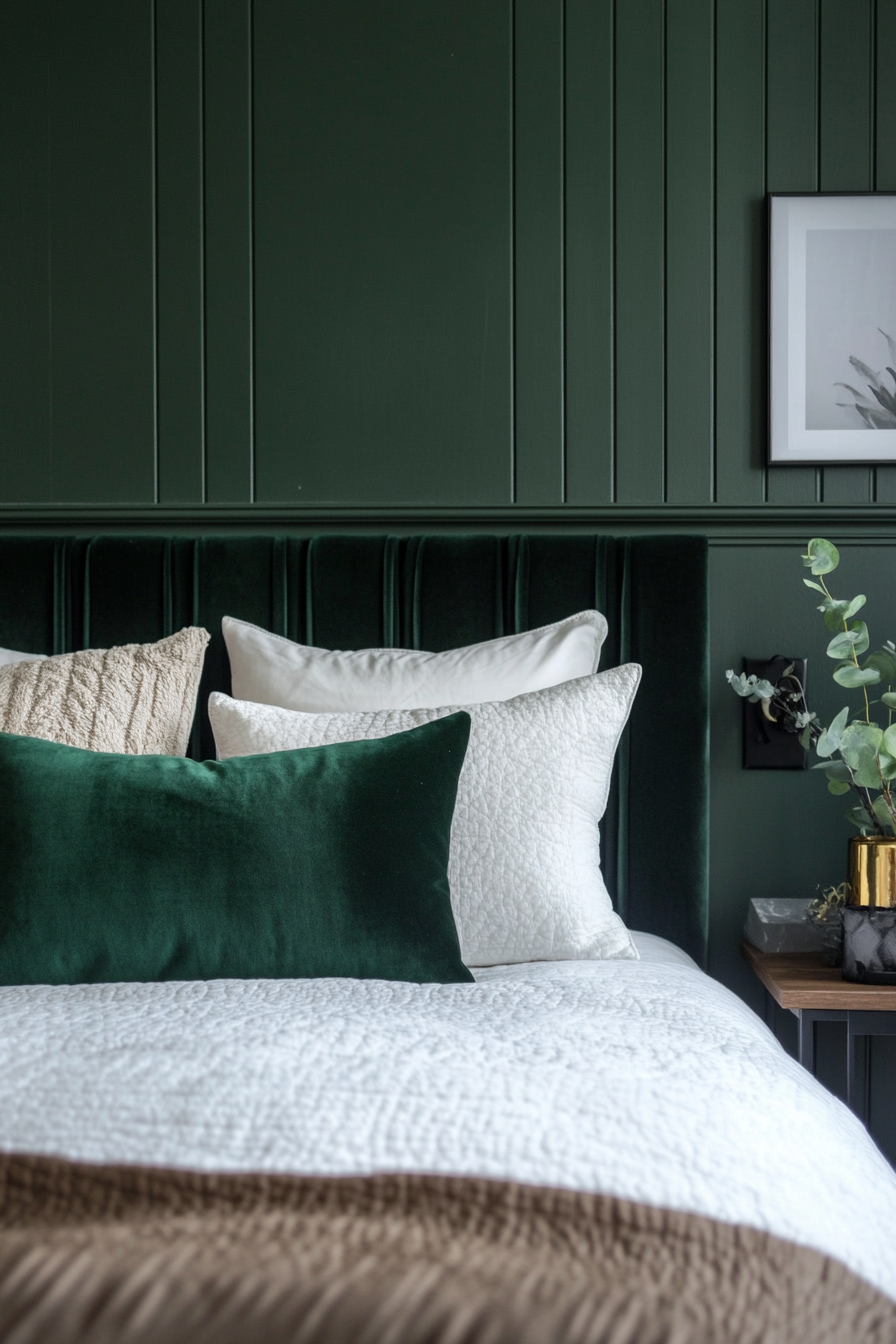 black and dark green bedrooms