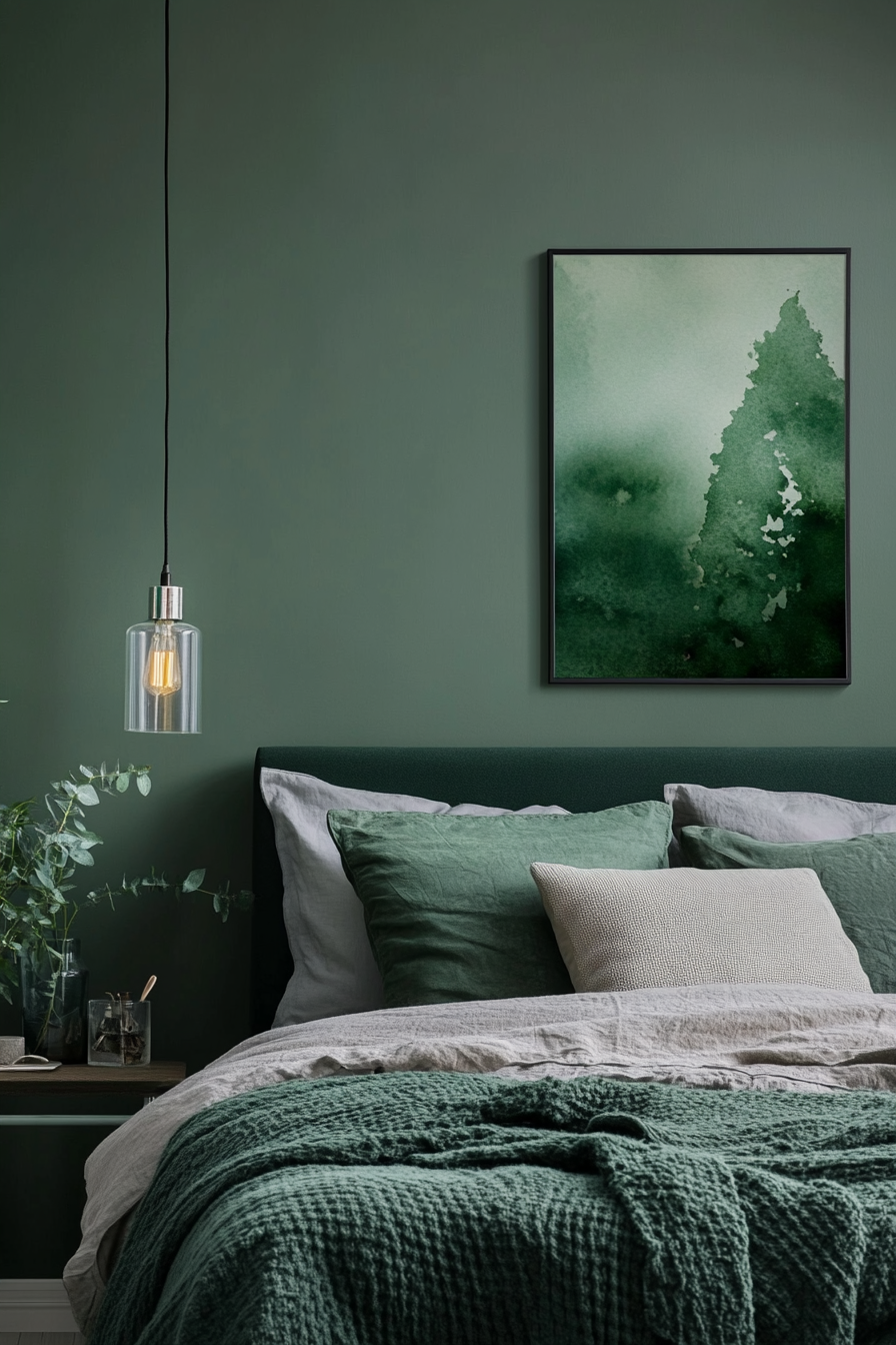 black and dark green bedrooms