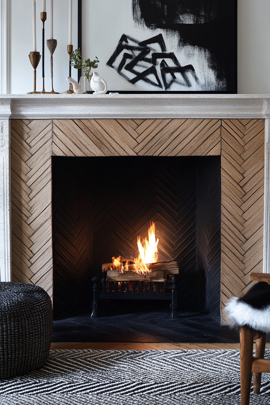 black fireplace mantel 