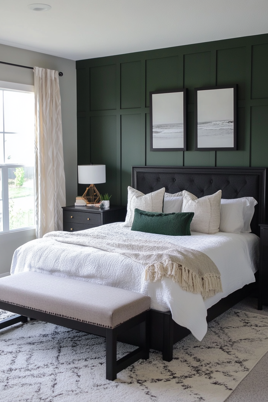 black-and-dark-green-bedrooms