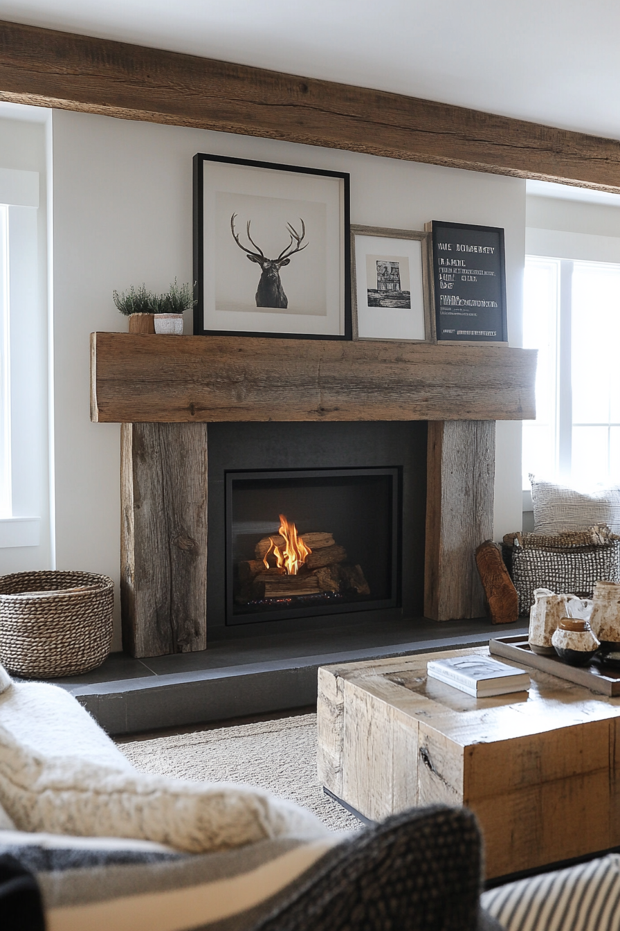 black fireplace mantel 