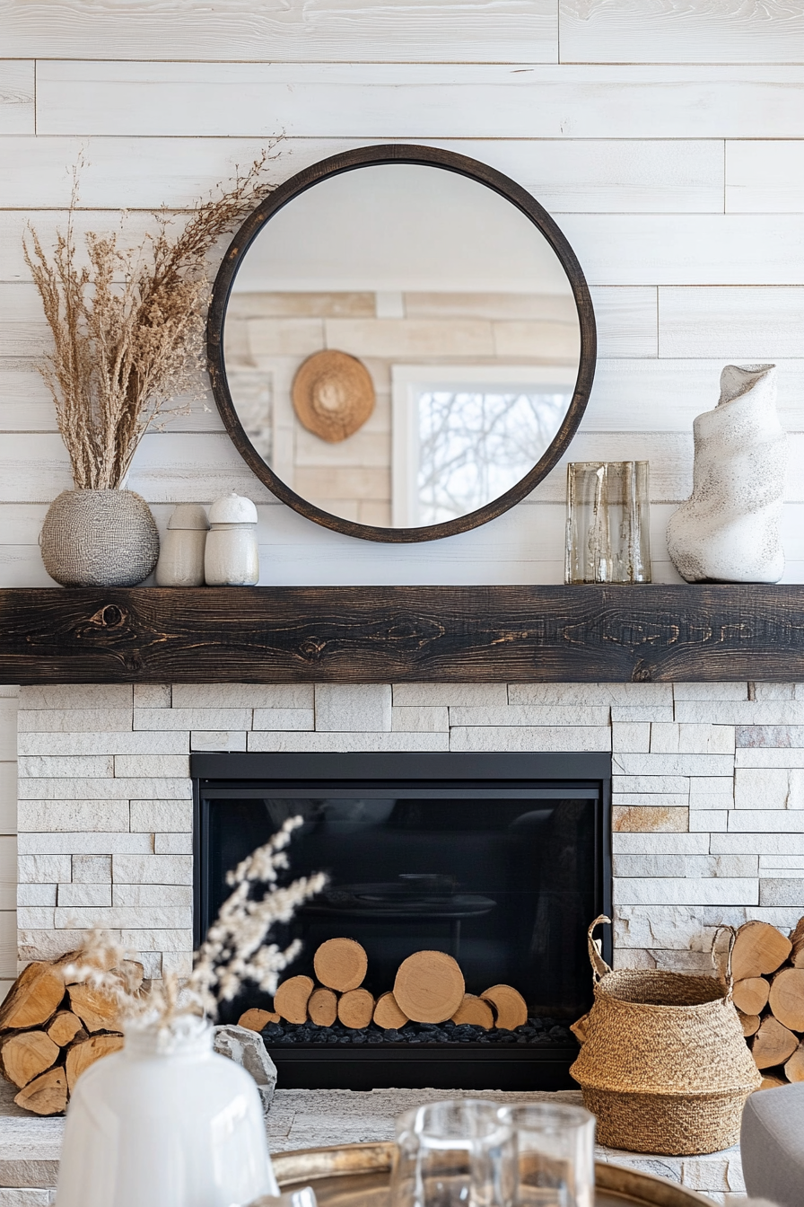 black fireplace mantel 