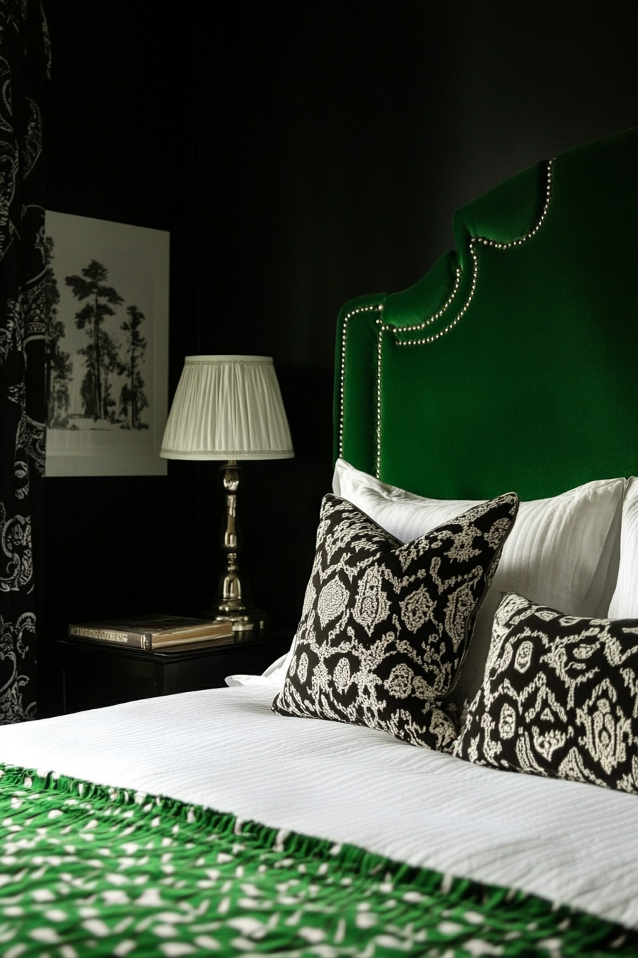 black and dark green bedrooms