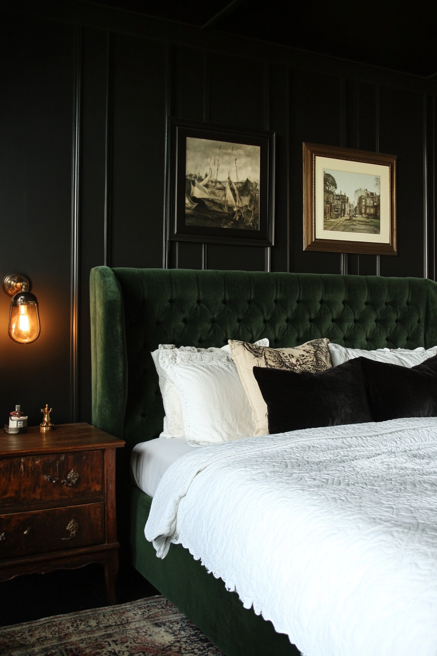 black and dark green bedrooms