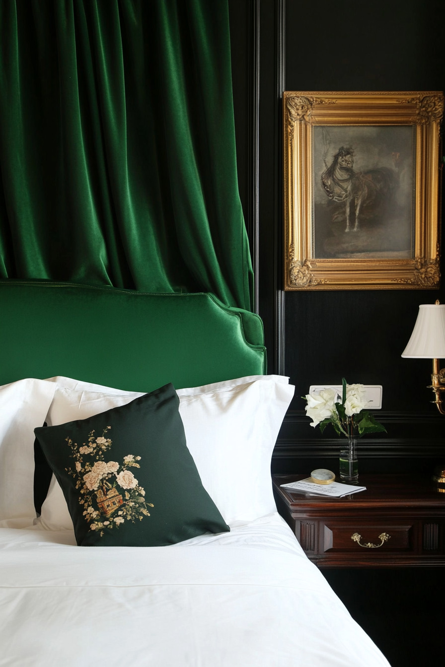 black and dark green bedrooms