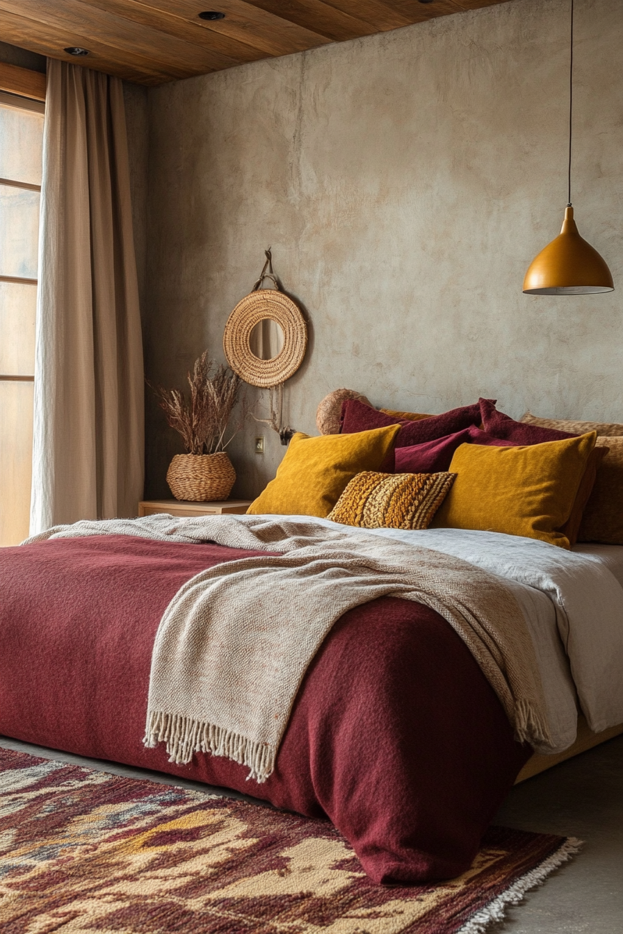 maroon-bedroom