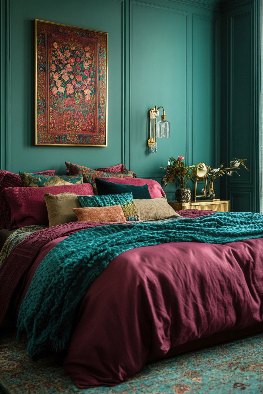 maroon-bedroom