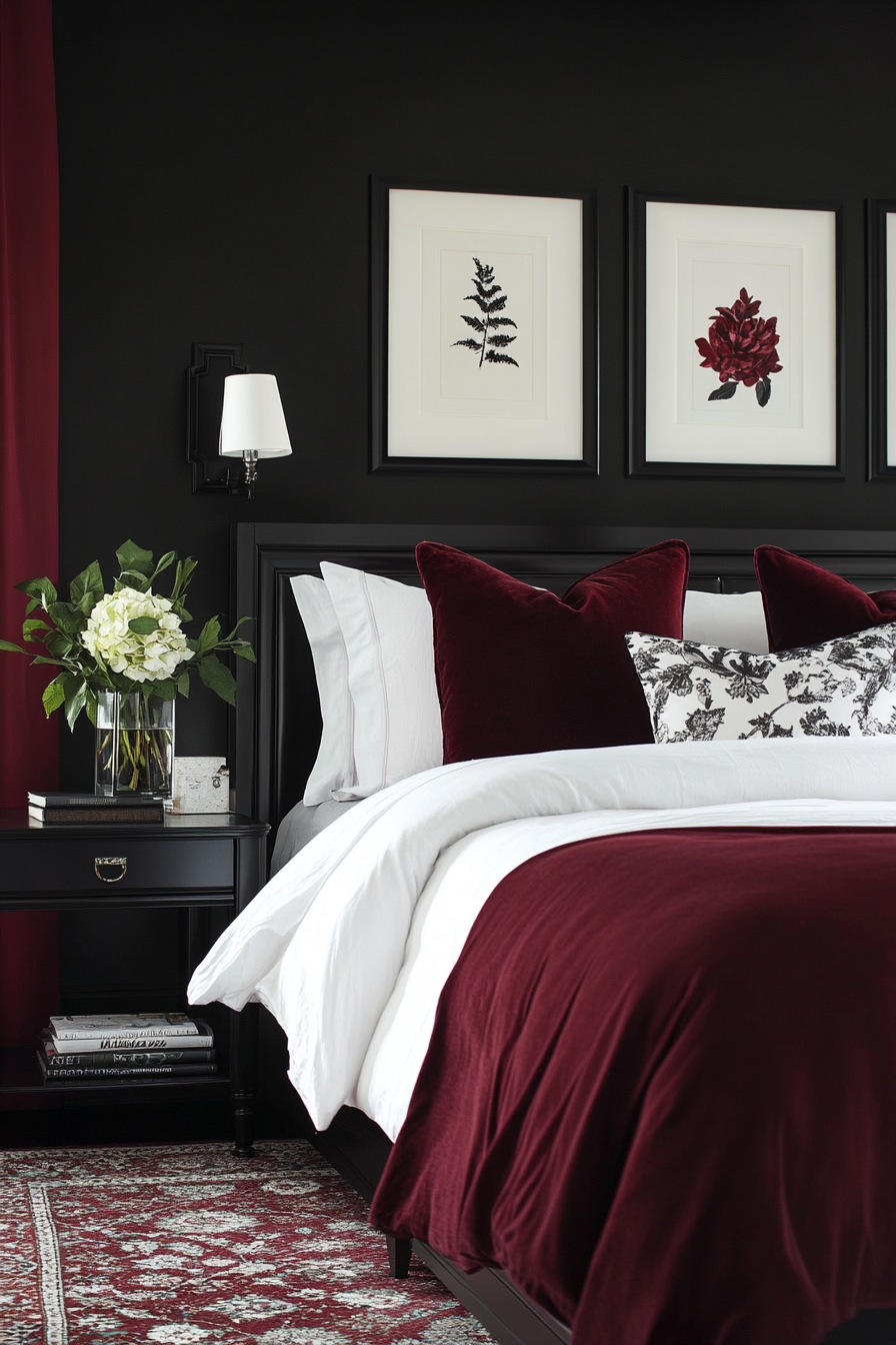 maroon-bedroom