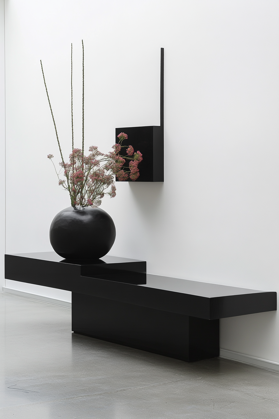 console table behind sofa