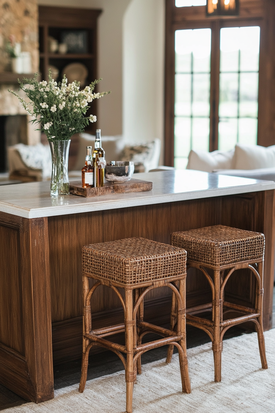 bar table behind couch