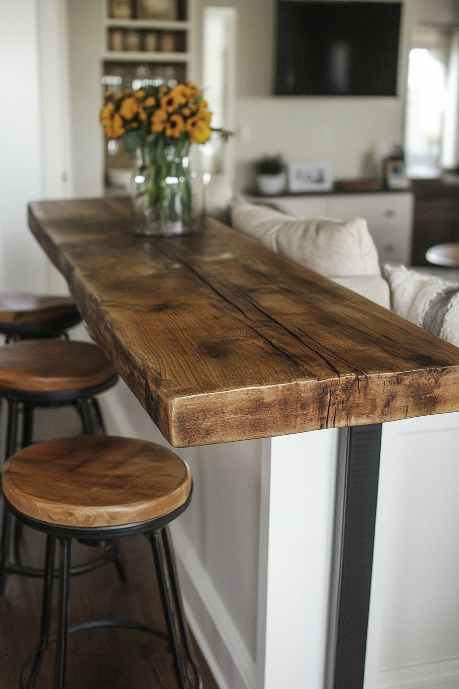 bar table behind couch