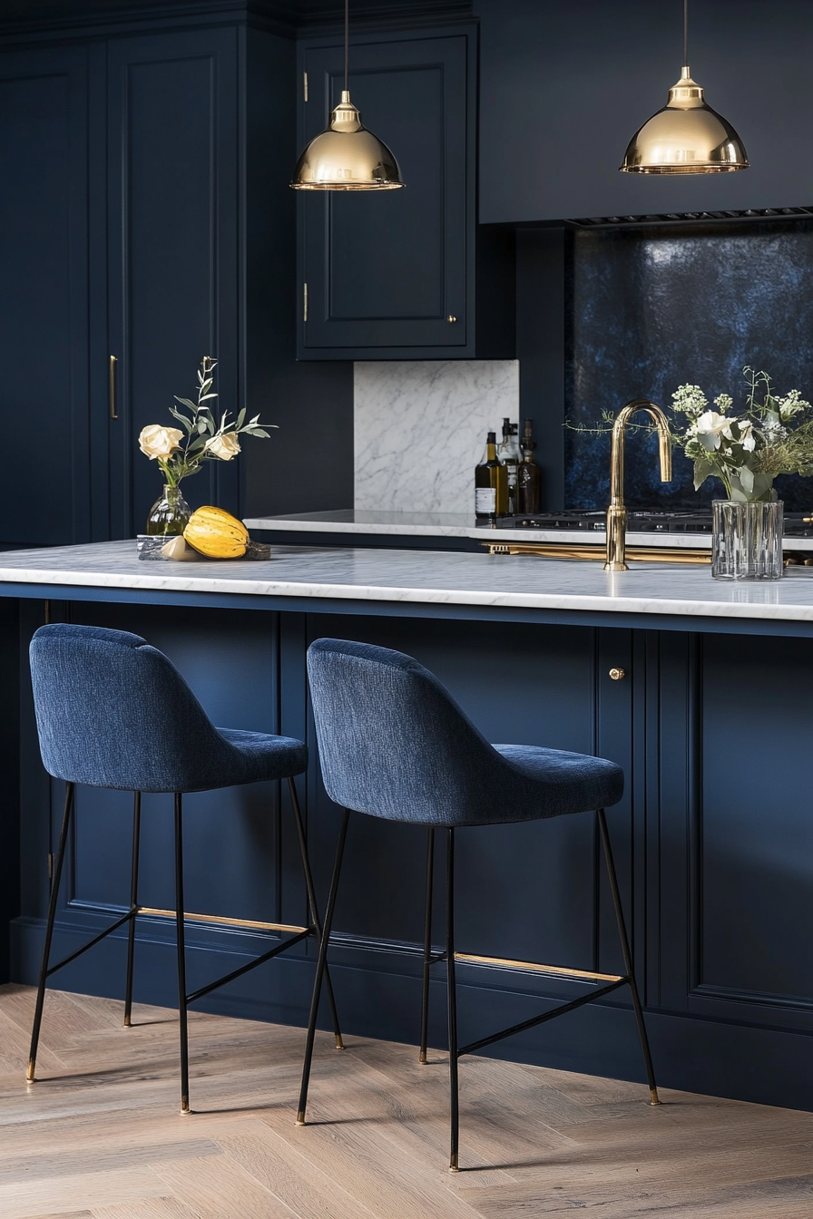 navy blue kitchen cabinets